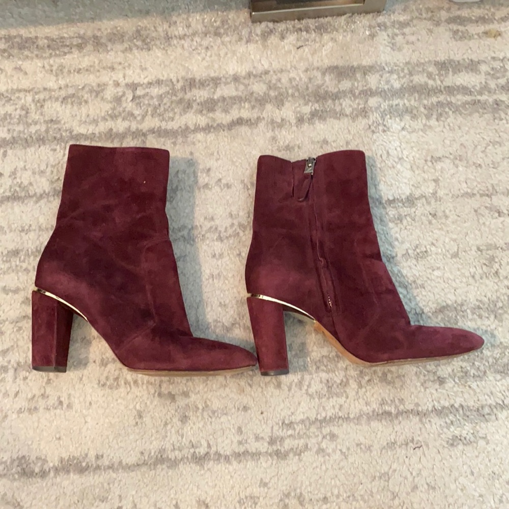 Brian Atwood Maroon Suede Booties Size 6